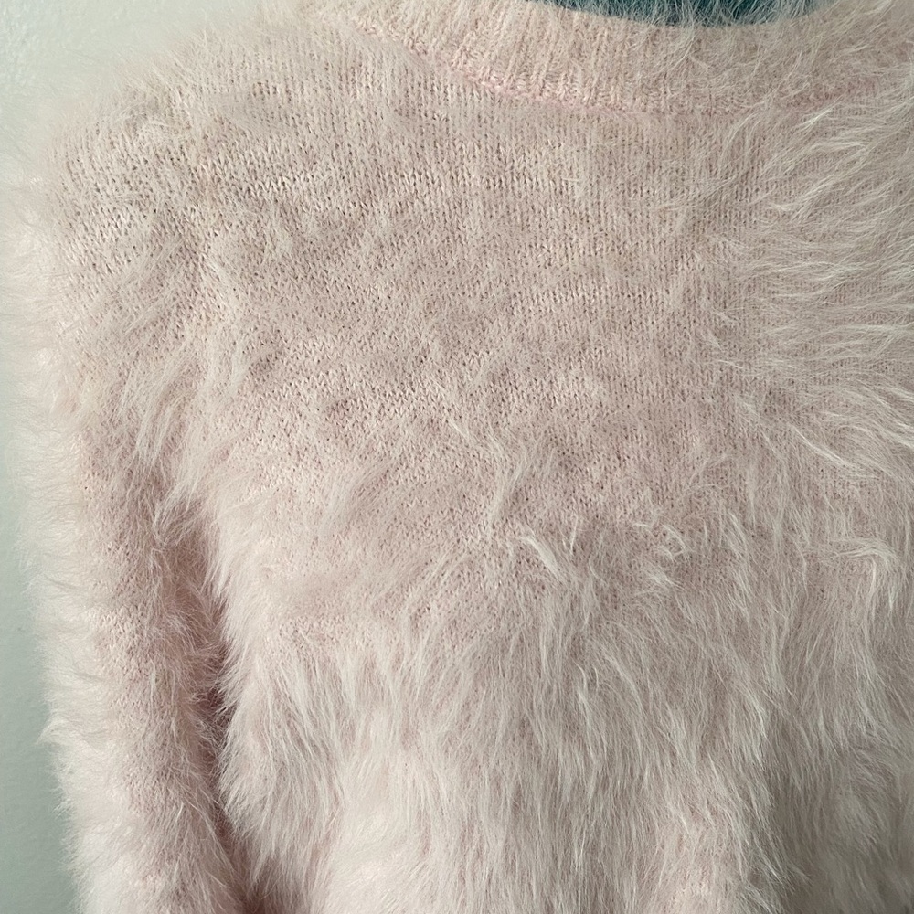 Kendall & Kylie Ultra Soft and Cozy High Crewneck Pale Pink Eyelash Sweater - Picture 4 of 10
